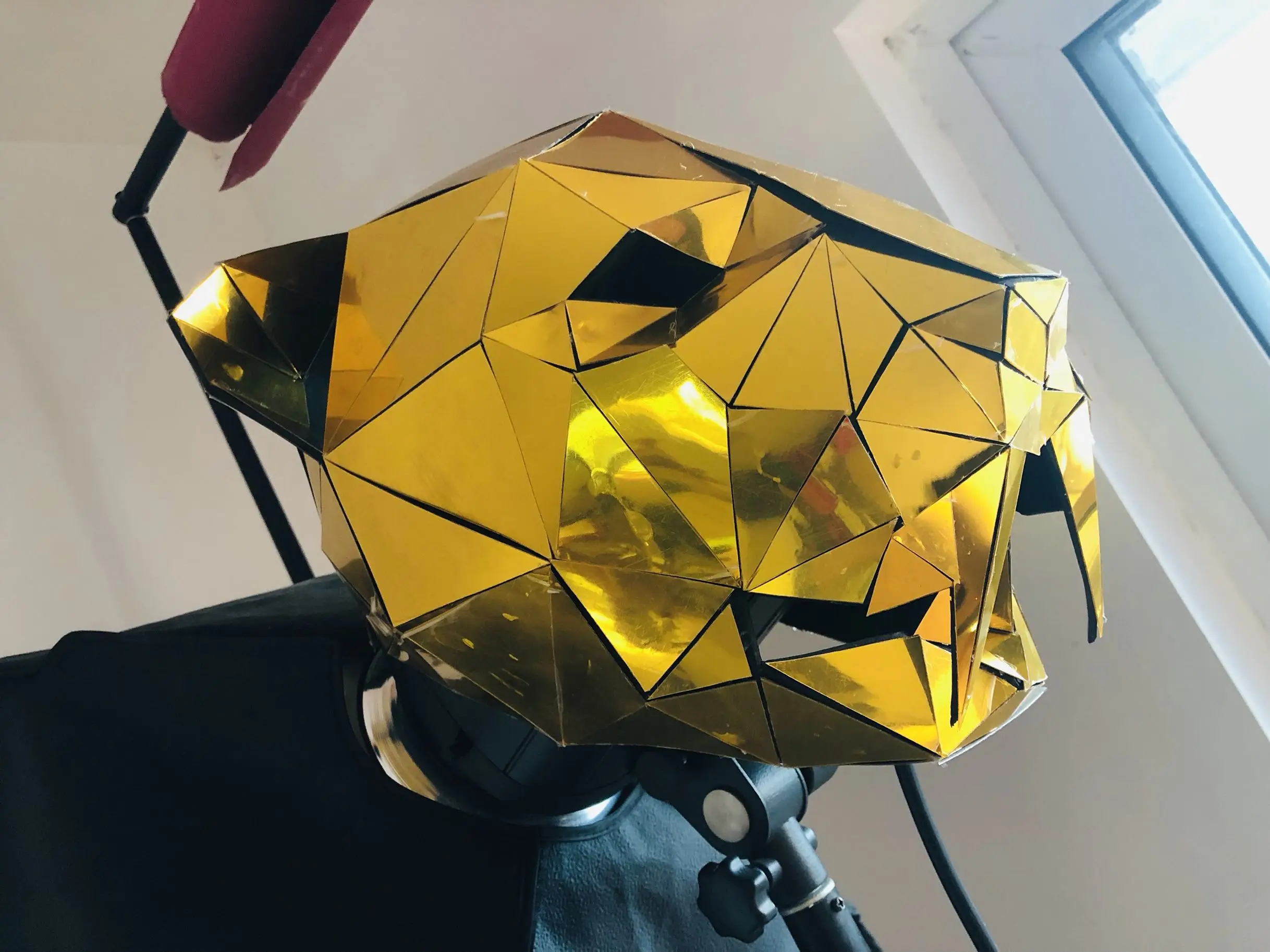 Gold mirror Tiger king mask Future technology Space animal helmet full masks cosplay nightclub party stage show headwear