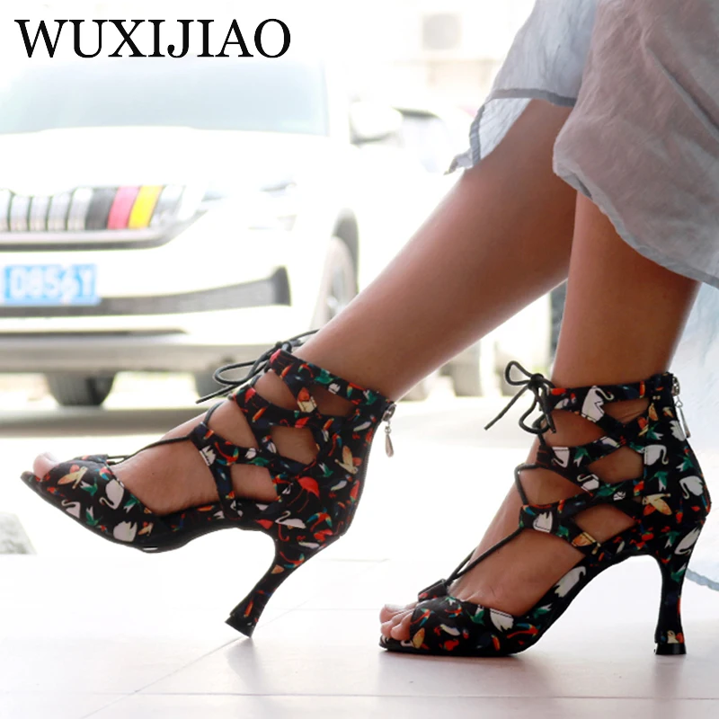 WUXIJIAO New Latin dance shoes women\'s Salsa ballroom dance shoes design unique performance dance shoes