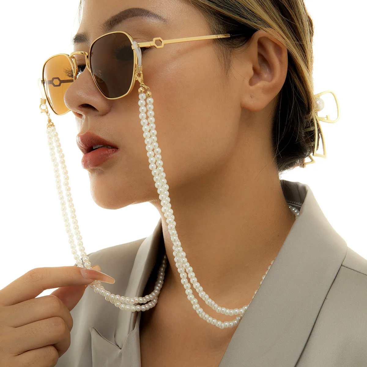 

Eyeglasses Chain Imitation Pearl Beaded Glasses Chain Mask Lanyard Sunglasses Chain Outside Casual Sunglasses Accessory Necklace