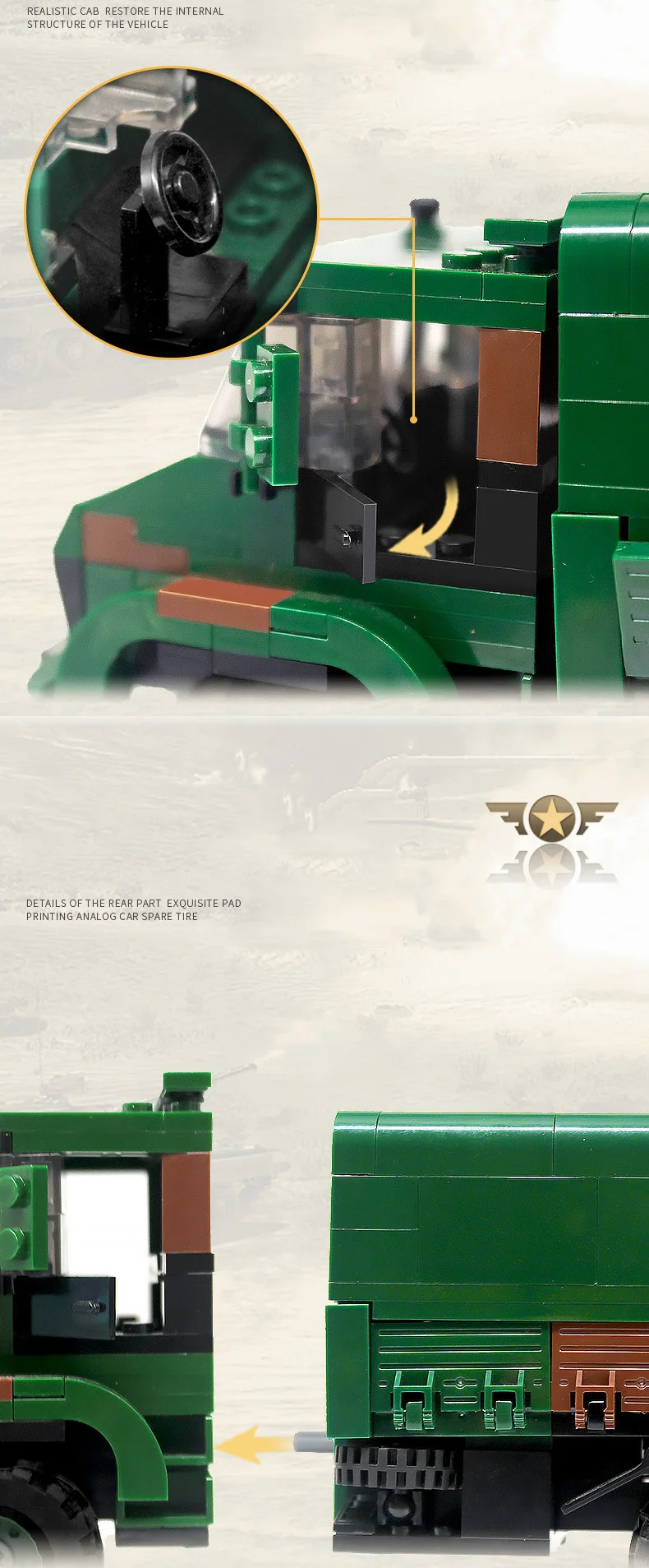 Deutschland Moderner Militär-Benz Unimog LKW ORV Batisbricks Baustein-Set LKW 2t GL Fahrzeug Modellbausatz Spielzeug für Geschenke – Detail 3