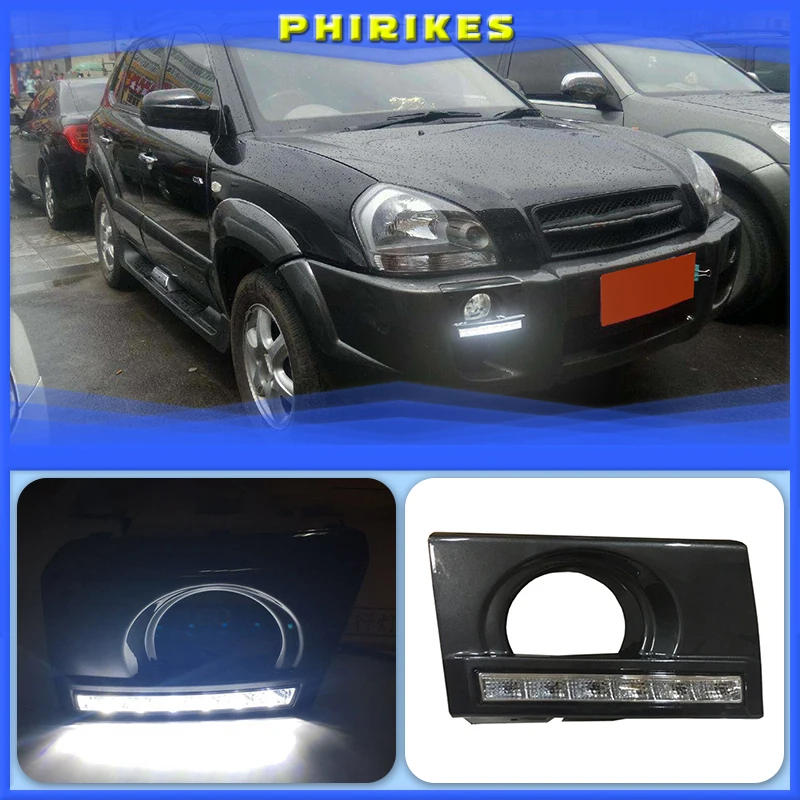 

Pair LED DRL Daytime Running Lights Lamp For Hyundai Tucson 2005 2006 2007 2008 2009 Signal Lamp Front White Light Accessories