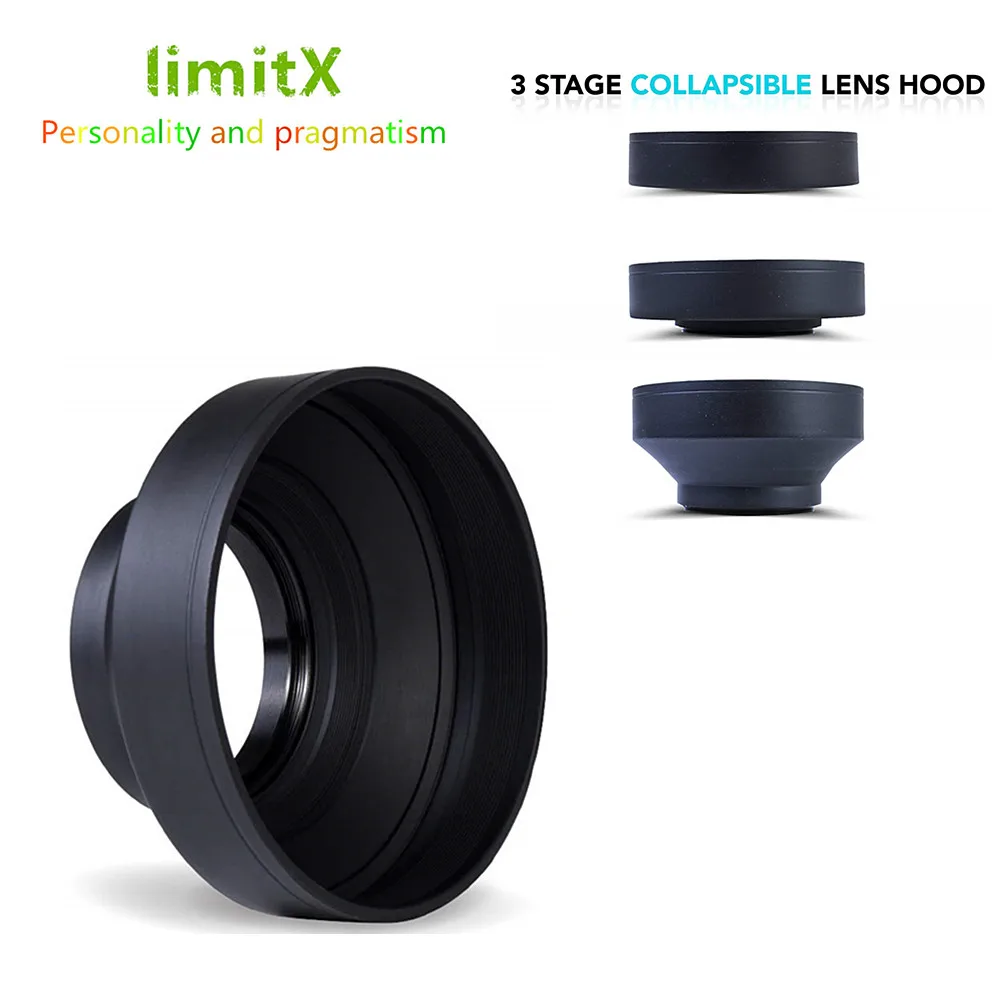 3 Stage Collapsible Lens Hood For Panasonic FZ70 FZ72 FZ80 FZ82 FZ60 FZ330 FZ300 FZ45 FZ40 FZ100 FZ200 FZ1000 II FZ2000 FZ2500