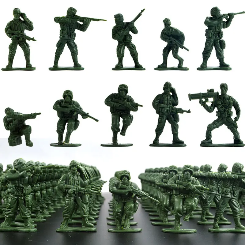 Grande PVC Soldado Militar Modelo Brinquedos para Crianças, Simulação GK, Robot Army Fan Collection, Garagem Infantil, Brinquedo da Família, 100Pcs