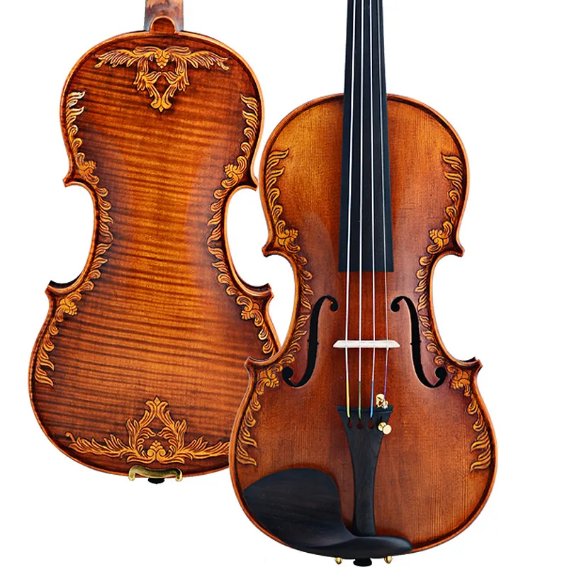 Christina V07-carved Violin 4/4 Advanced Italy Handmade Antique Spruce Wood Violino Musical Instrument With Case/Bow/Rosin