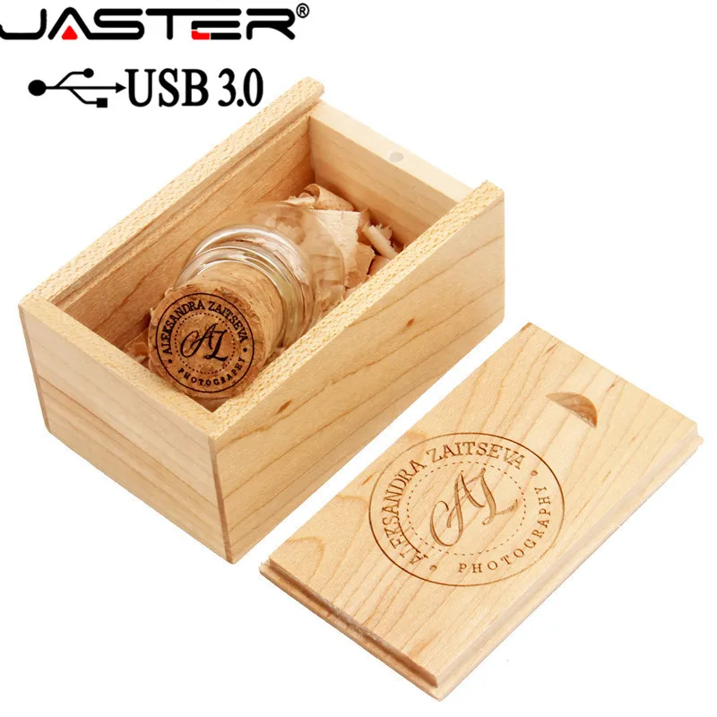 JASTER USB 3.0 Wooden cork drifting bottle flash drive pendrive 4GB 16GB 32GB 64GB wishing bottle wedding gift 1PCS free logo