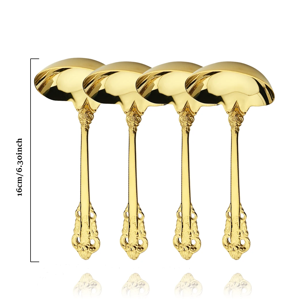 

304 Golden Luxury Dinner Set Vintage Western Gold Plated Cutlery Stainless Steel Knife Fork Set Silverware Kitchen Tableware Set