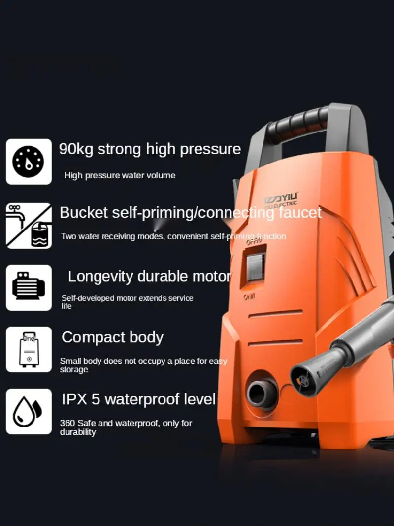 220V 1200W lavatrice ad alta pressione per auto lavatrice portatile per uso domestico piccola potente pistola ad acqua per lavaggio auto artefatto
