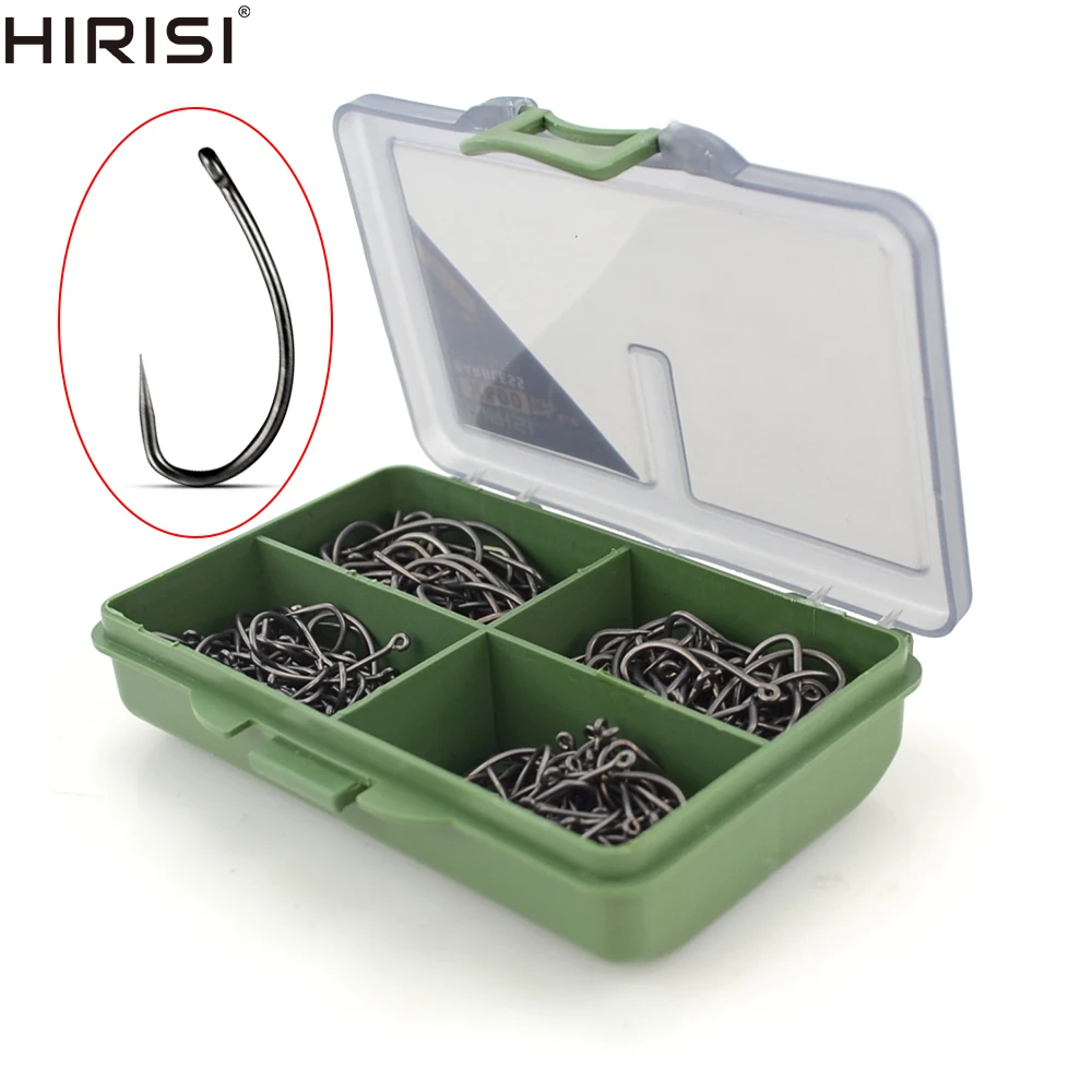 200 pieces Carp Fishing Hook PTFE Coated High Carbon Stainless Steel Barbless Fish Hooks With Box Fishing Accessories