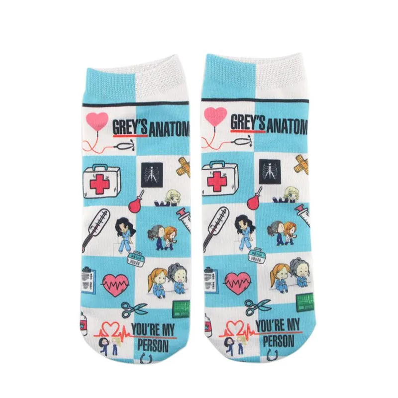 TV Show Greys Anatomie Socken Cartoon Gedruckt Boot Socken Schweiß absorption Desodorierung Täglichen Sport Socke Vier Jahreszeiten Freizeit