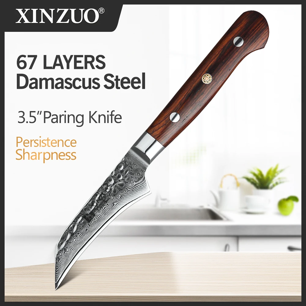 XINZUO 3.5-inch Kitchen Knife High Quality High Carbon Stainless Steel Japanese Series Damascus Kitchen Tools Rosewood Handle