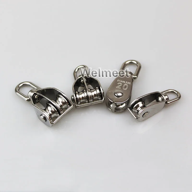 1pcs 304SS Metal Swivel Pulley Sheave Rigging Lift Hoist Rope Hanging Lifting Wheel