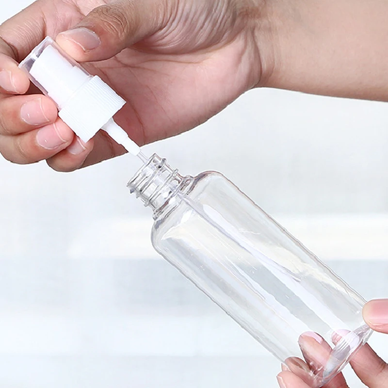 30ml / 50ml / 100ml empty spray bottle plastic mini refillable alcohol dispensing bottle reusable cosmetic container