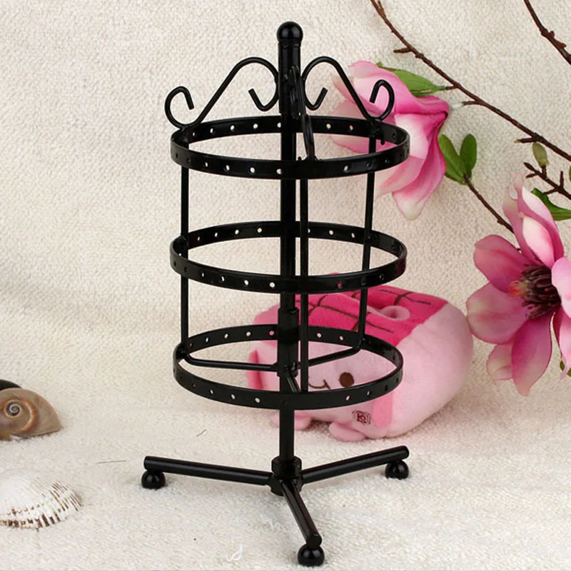 

Fashion Smart Rotation Metal Earrings Display Stand Stud Dressing Table Round 72 Holes Jewellery Organizer Gift for Women