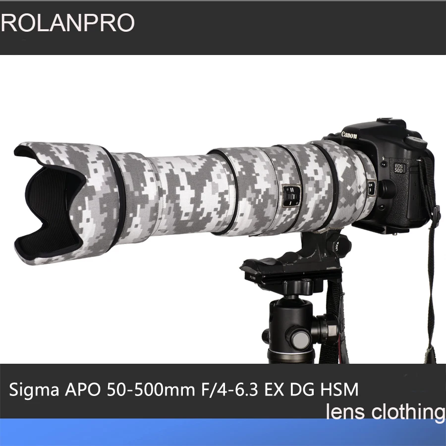 

ROLANPRO Lens Camouflage Coat for Sigma APO 50-500mm F/4-6.3 EX DG HSM Lens Protective Sleeve Guns Case Cover Foto Bag