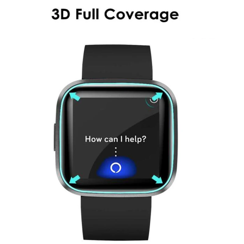 Película de proteção 3d curvada com cobertura total, macio e claro para fitbit versa 2 watch versa2 (não é de vidro)