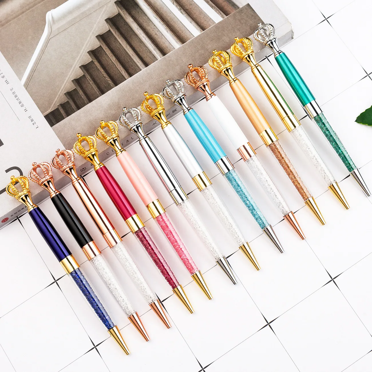 Crown Crystal Ballpoint Pen Creative Stylus Touch Pen for Writing Stationery Office & School Pen Ballpoint pen