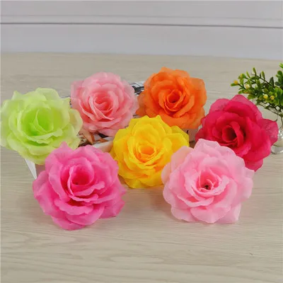 12pcs 10CM 21Colors Silk Rose Artificial Flower Head  For DIY Wedding wall Arch Background Bouquet Decoration Festival Supplier