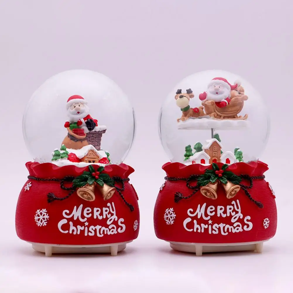 Globo de nieve decorativo de Santa Claus, adornos navideños de dibujos animados en 3D, globo de nieve de música en miniatura