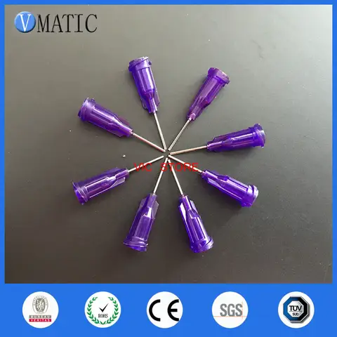 100 개 21G 1/2 인치 플라스틱 산업용 무딘 바늘 보라색, 무료 배송