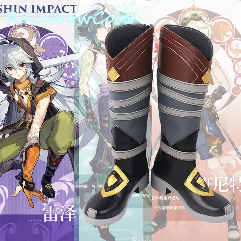 

Genshin Impact Razor Сапоги Обувь для косплея Игра Аниме Карнавал Вечеринка Хэллоуин РадугаCos0 W1292