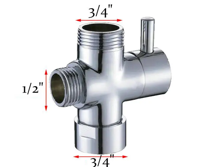 Bathroom Brass Diverter Valve 3 Way BSP 1/2' 3/4' 4/4/4 4/4/6 4/6/6 Shower Tee Adapter Adjustable Shower Head Faucet