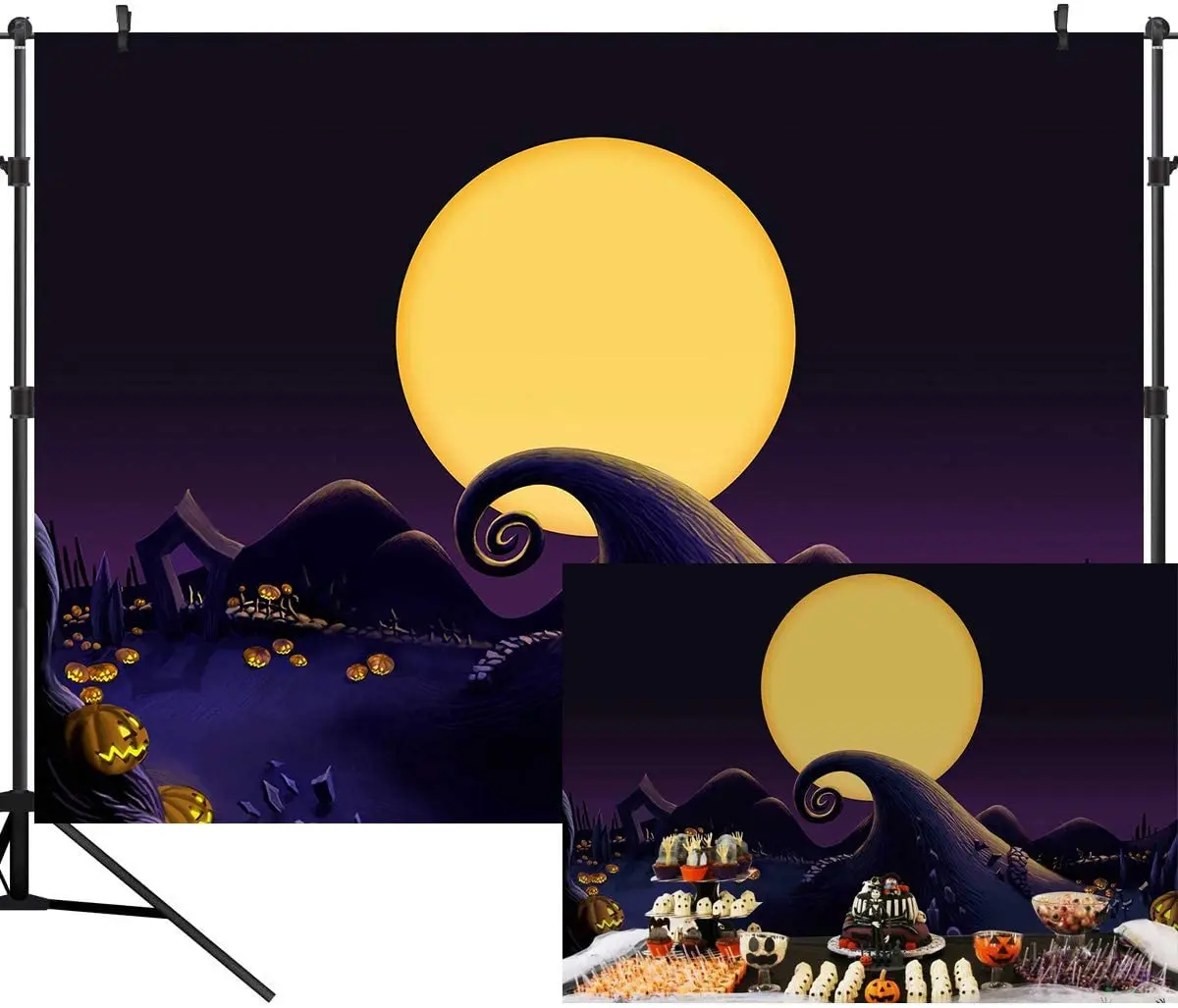 Nightmare Before Christmas Themed Backdrop Halloween Pumpkin Birthday Baby Shower Photo Studio Photography Background Party