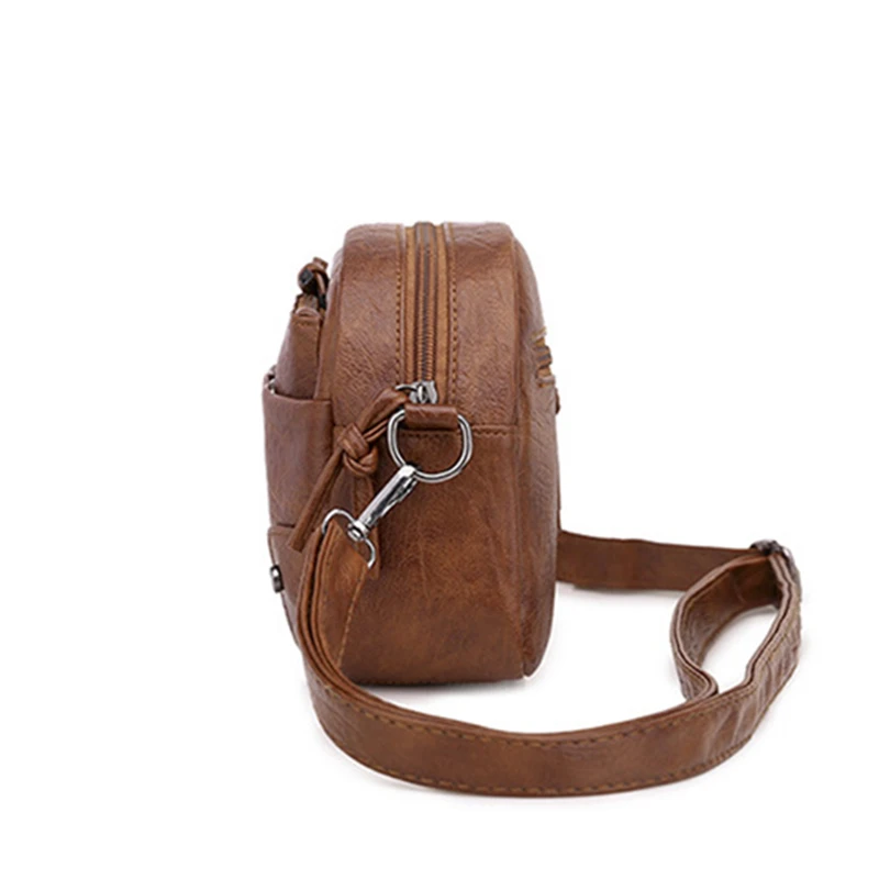 Kobiety w stylu Vintage na ramię torby na pasek ze skóry Pu mała torba typu Crossbody torebka damska podróżna z wieloma kieszeniami torby