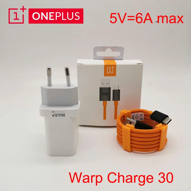 Original OnePlus 8 7t pro 7 Warp Charge 30 Power Adapter EU US Charger Cable Quick Charge For OnePlus 7 Pro 5V 6A One plus 7pro