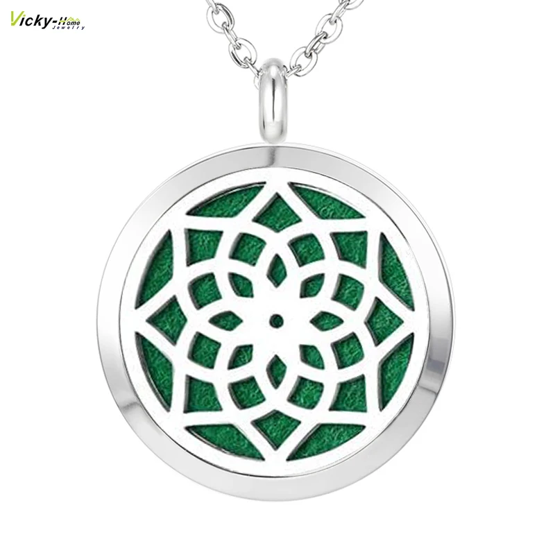 Lotus Flower 20mm 25mm and 30mm Stainless Steel Essential Oils  Aromatherapy Diffuser Locket Necklace