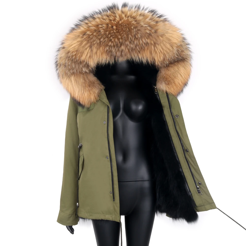 

Lavelache New Winter Women Real Fur Coat Fashion Natural Fur Jacket Waterproof Long Parka Fashion Casual Outerwear Streetwear