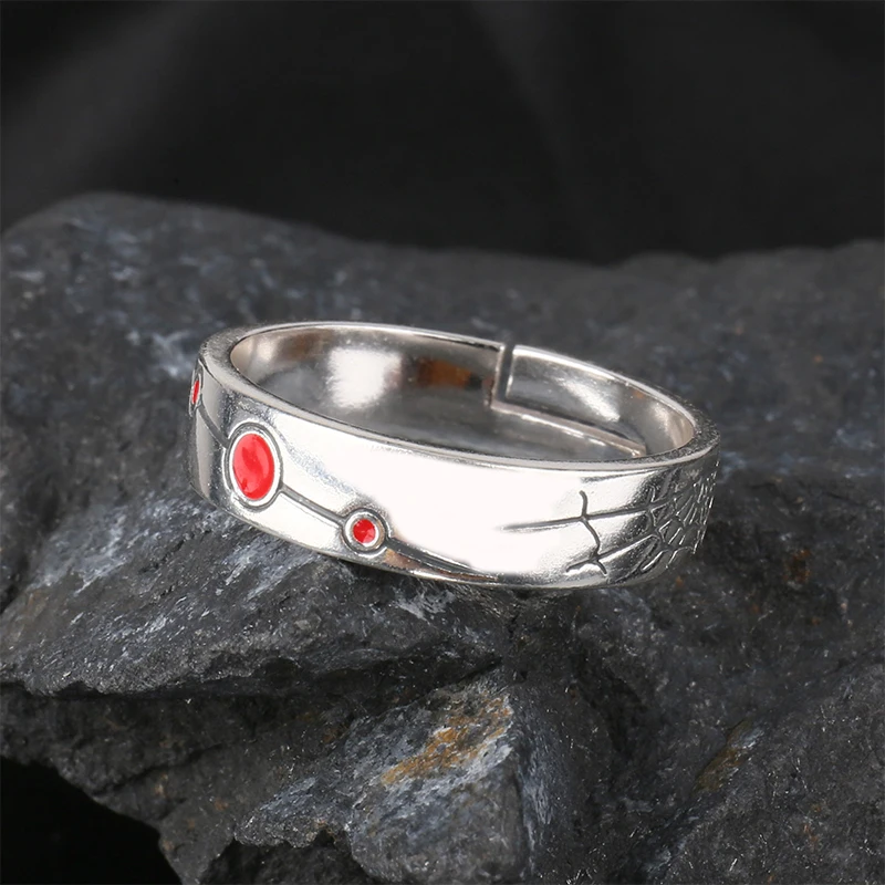 TWINKANIME S925 Sterling Silver Demon Anime Slayer Rings Adjustable About 7-9# For Men Women Holiday & Birthday Gifts