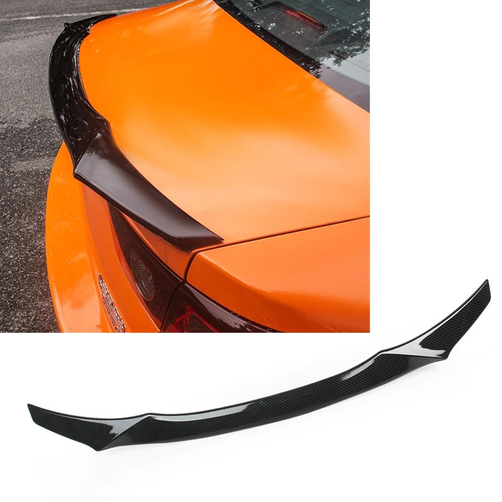 

Rear Trunk Lid Spoiler Wing For Mazda 3 Axela 2019-2020 ABS Carbon Fiber Look/Gloss Black Tailgate Upper Splitter Decklid Lip