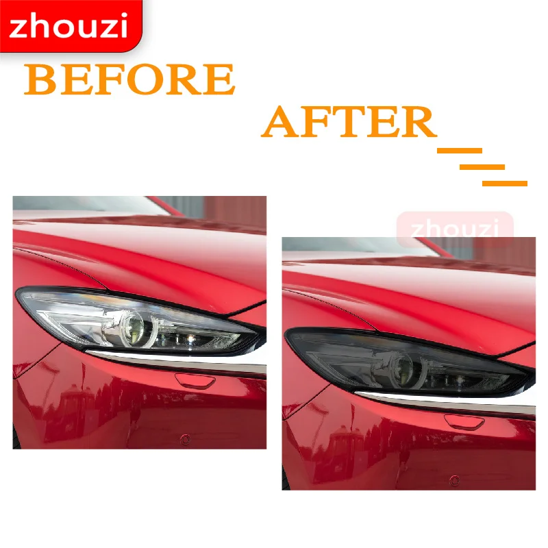 2 Pcs For Mazda 3 6 CX-3 CX-5 CX-9 Car Headlight Protector Tint Protective Film Front Light Transparent TPU Sticker Accessories