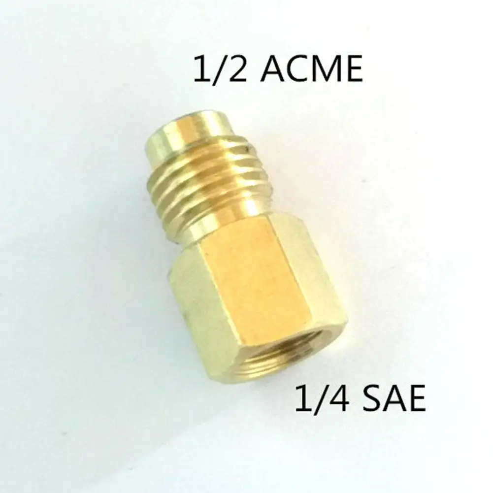 4PCS R134A Brass Refrigerant Tank Adapter To R12Fitting Adapter 1/2Female Acme To 1/4 Male Flare Adaptor Valve Core Vacuum Pump