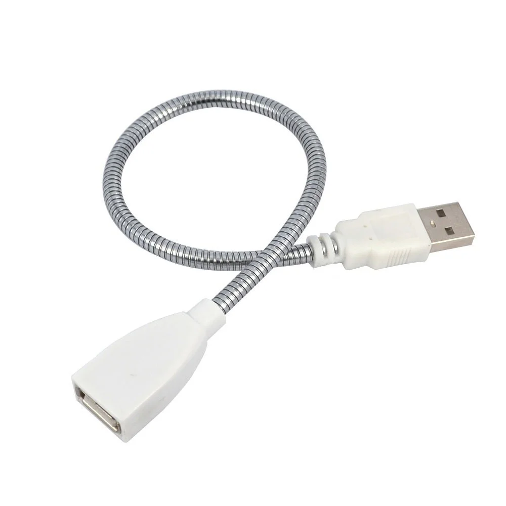 Przedłużacz USB męski na żeński przedłużacz LED Adapter lampy kabel metalowa elastyczna rurka na lampka USB lampa żarówka akcesoria