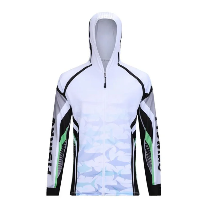2021 Hot Selling Hooded Fishing Jerseys Quick Drying Sun Protection Fishing Shirts  Breathable Men Long Sleeve Fishing Clothing
