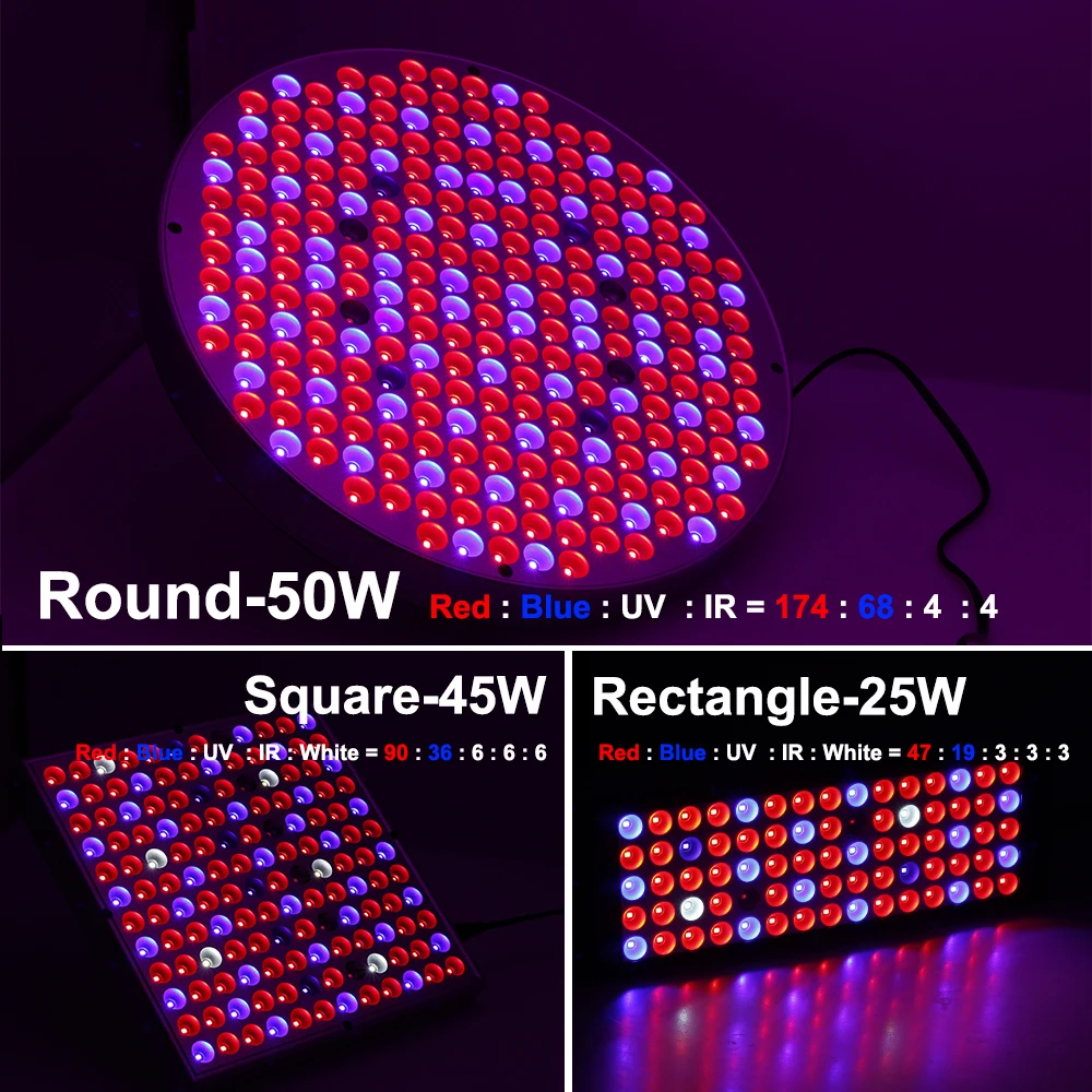 Lampada da coltivazione a LED 25W 45W 50W AC85-265V Illuminazione da coltivazione a spettro completo per piante Fiori Coltivazione di piantine.
