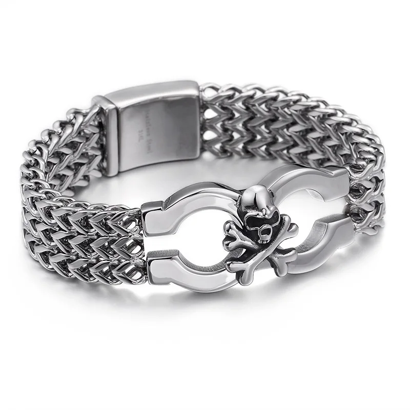 

Fashion creative skull European style men's titanium steel bracelet