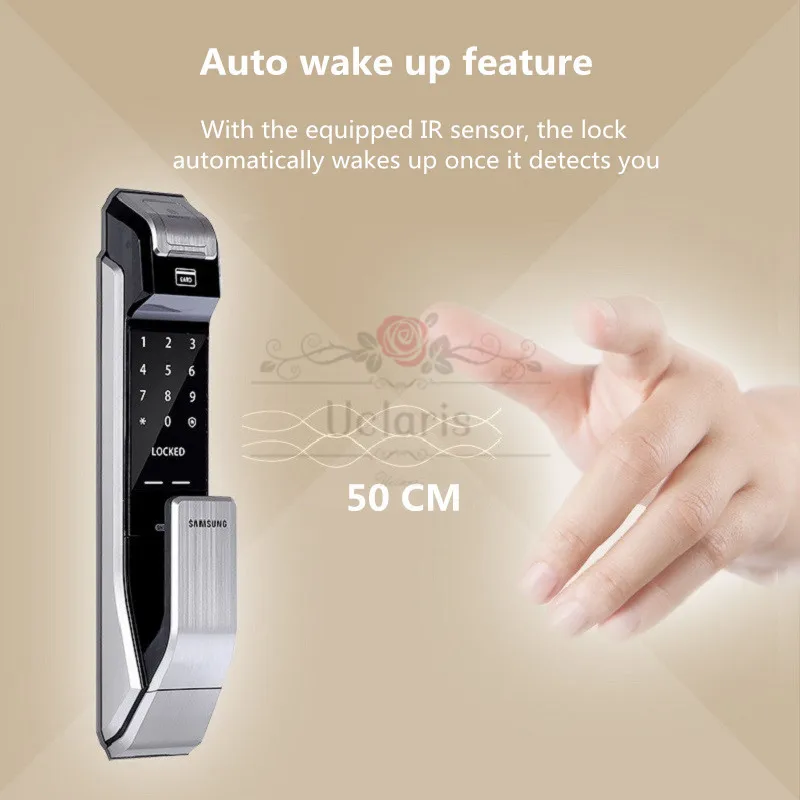 Samsung SHS-P718 Push Pull Handle With Fingerprint Digital Smart Home Lock and Rfid Card Verification