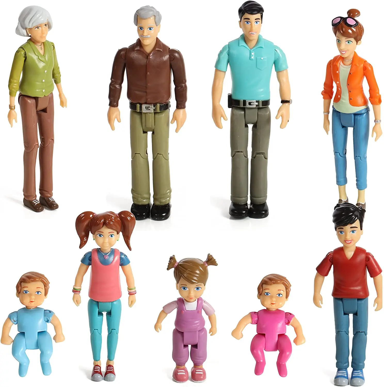 Beverly Hills Dolls Collection Sweet Li'l Family Dollhouse People Set Grandpa Grandma Mom Dad S Sister Toddler  Toy  Gift