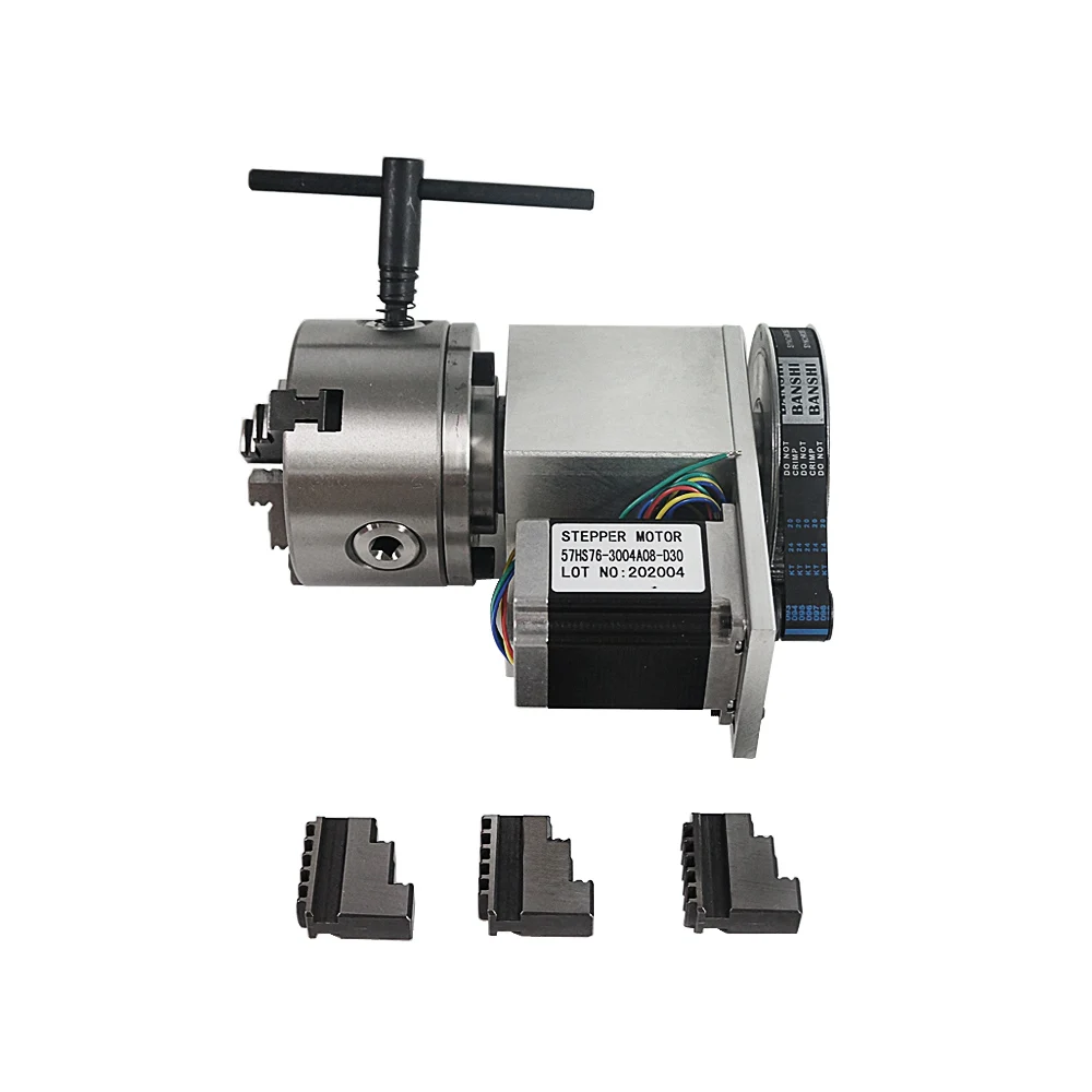 

CNC Router Engraving Machine 4th Axis 100mm 3 Jaw Chuck Rotary Center Height 65mm
