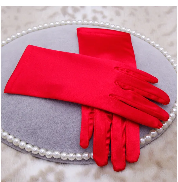 Gants De mariage courts pour femmes, manchettes en Satin ivoire, simples, bon marché, accessoire De mariage