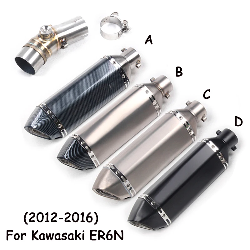 

51MM For Kawasaki ER6N ER-6N Ninja 650F 650R 2012-2016 Motorcycle Exhaust System Mid Pipe Connect Link Tube Muffler End Tips