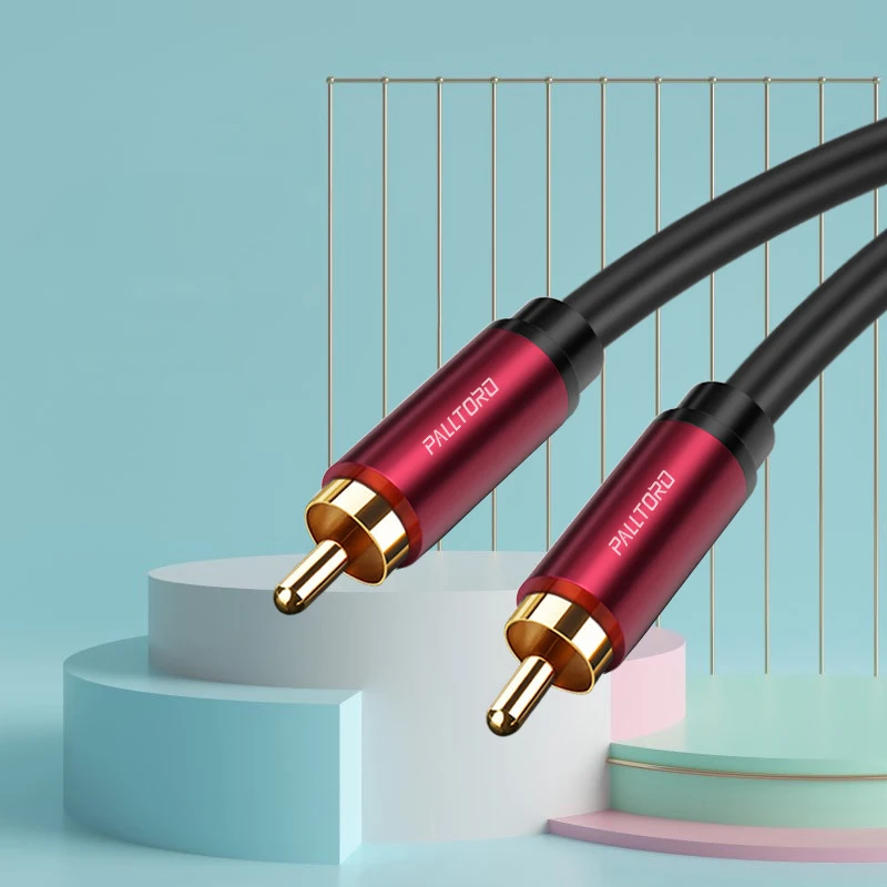 PALLTORO-Cable de Audio RCA a RCA macho a macho, Cable de Audio 2RCA chapado en oro, 2m, 3m, 5m, para cine en casa, DVD, TV, amplificador, CD, Soundbox
