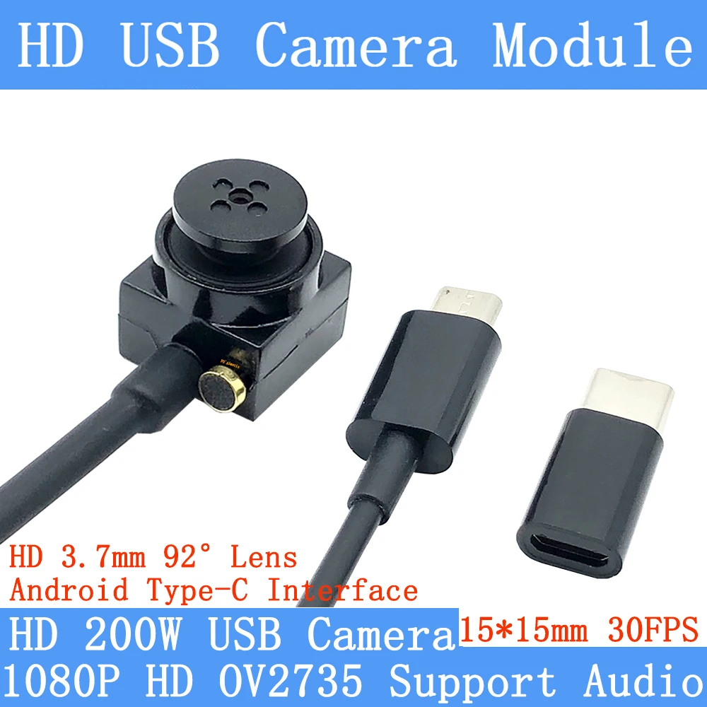 

2MP Full HD High Speed 90° 30FPS USB Camera Module 1080P Mini CCTV Webcam Android Type-C Interface Support Audio