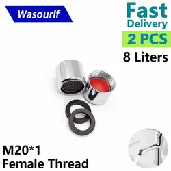 Wasourlf aerador de torneira para economia de água 8l 20mm, acessórios para torneira, saída de cozinha, para economia de água