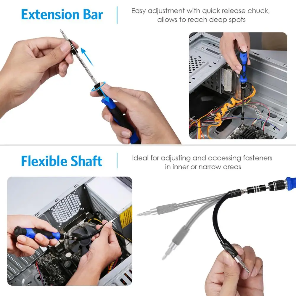 ORIA Magnetic Screwdriver Set 142 in 1 Repair Tools Kit with 120 Bits Precision Screwdriver Set with Magnetic Pad Portable Bag