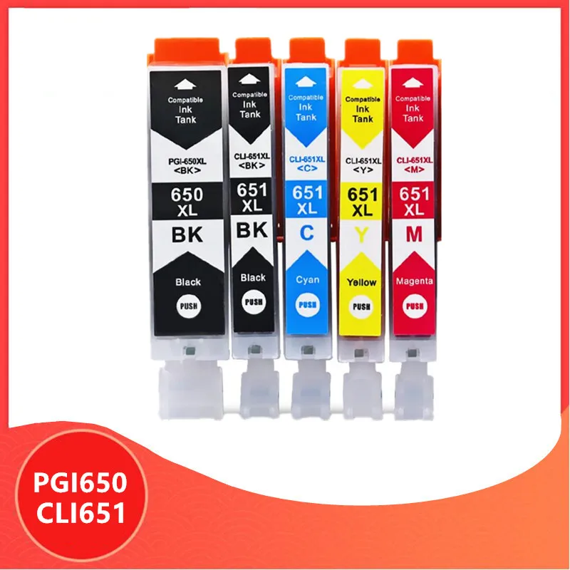 Compatible PGI 650 CLI 651 650XL Ink Cartridges PGI650 CLI651 for Canon Pixma MG6360 MG6460 MG7160 IP7260 iX6860 iP8760 MX726