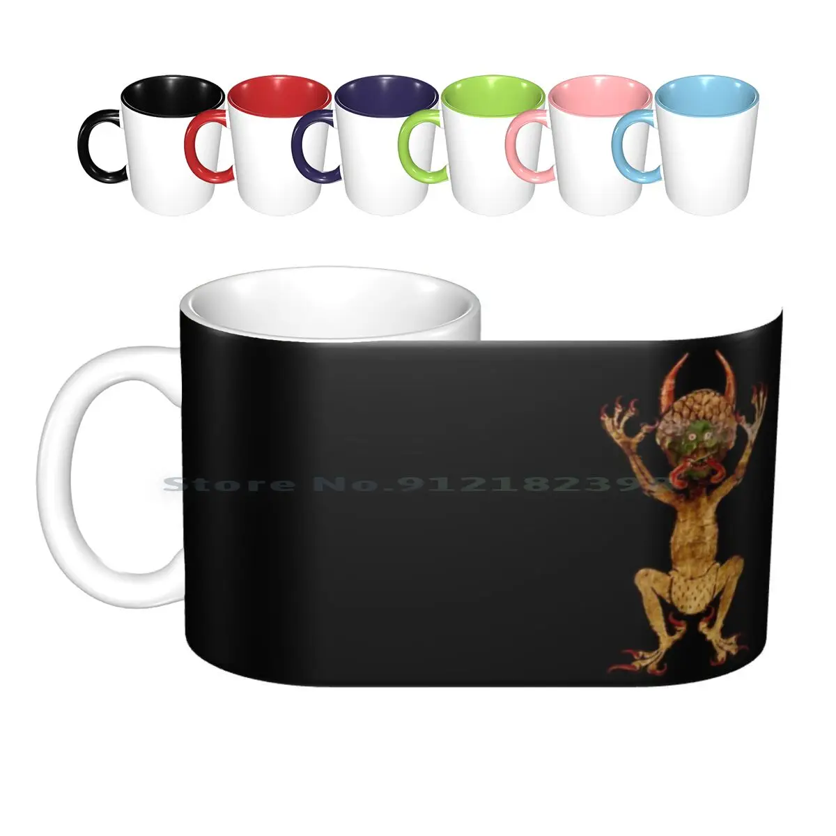 Codex Gigas Devil ( On Black ) Ceramic Mugs Coffee Cups Milk Tea Mug Medieval Middle Ages Illuminated Manuscript Codex Gigas