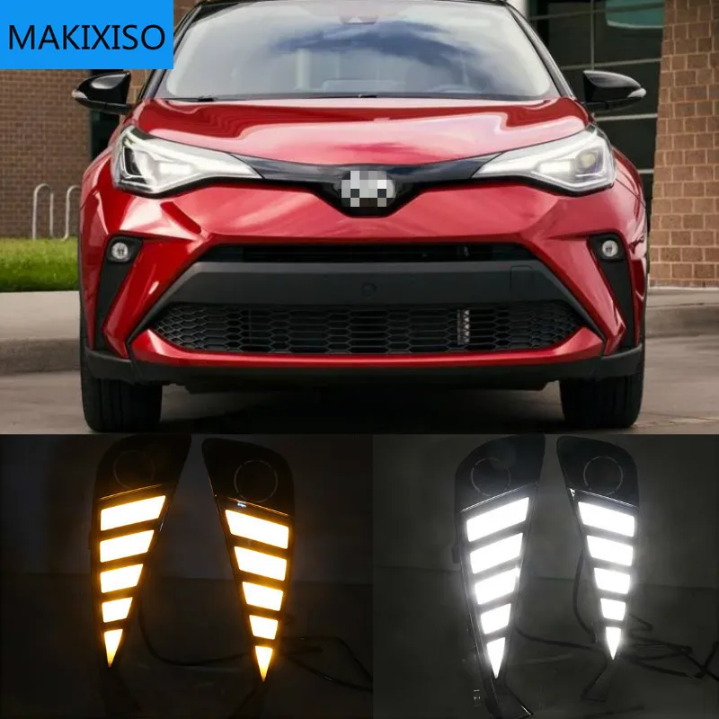 

Car LED DRL Headlight For Toyota C-HR CHR 2020 2021 Turning Yellow Signal Fog Lamps Daytime Running Light Auto Daylights